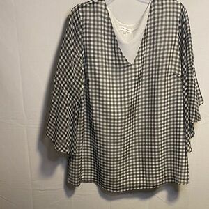 Calvin Klein Black and White Checkered Blouse